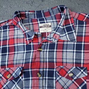 Open Trails Shirt Mens Size XL Extra Large Long Sleeve Button Red Plaid